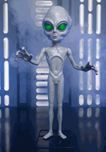 4.5FT Animatronic Little Grey Man Alien Decoration