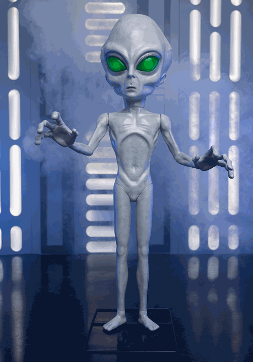 4.5FT Animatronic Little Grey Man Alien Decoration