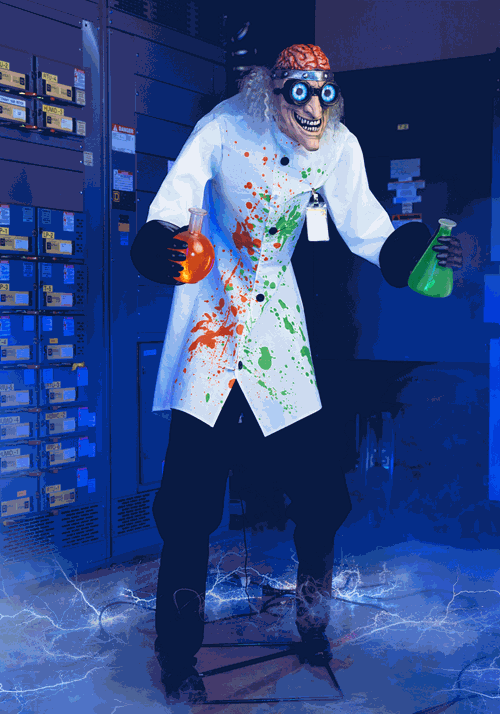 Animatronic Archibald Tinklerdoom Mad Scientist Decoration