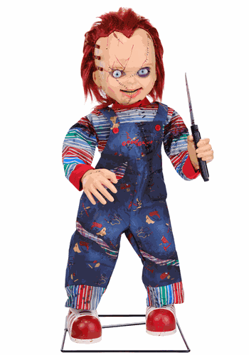 3.5FT Universal LED Scarred Chucky Animated Decoration gif