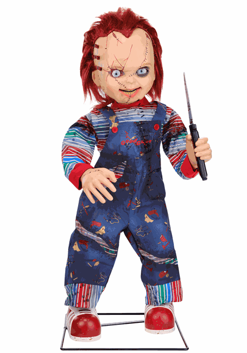 3.5FT Universal LED Scarred Chucky Animated Decoration gif