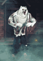 7FT Howling White Werewolf Halloween Animatronic Decor