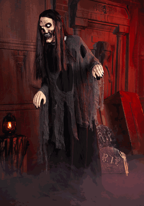 5.9FT Animatronic Lumbering Lady Zombie Decoration