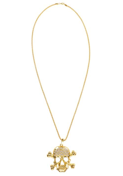 Gold Skull and Crossbones Costume Pirate Necklace