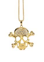 Gold Skull Crossbones Costume Pirate Necklace Alt 1
