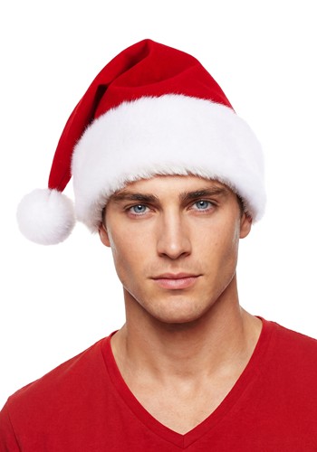 Adult Velvet Red Santa Costume Hat Alt 1