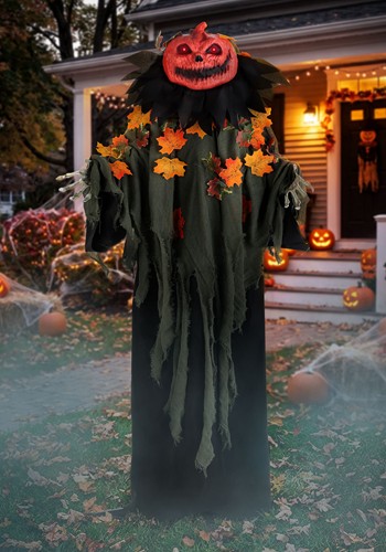 Animatronic Creepy Jeeves the Pumpkin Greeter Decoration
