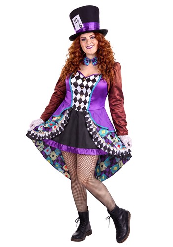 Plus Size Raving Mad Hatter Deluxe Costume for Women