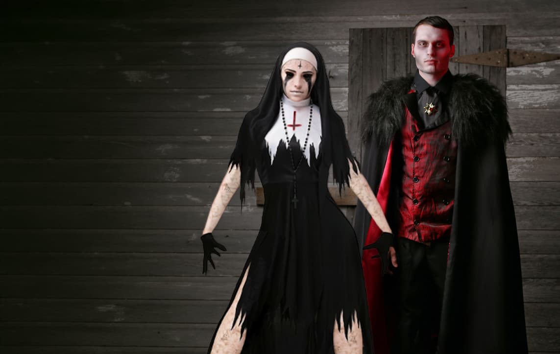 Nun and Vampire costumes
